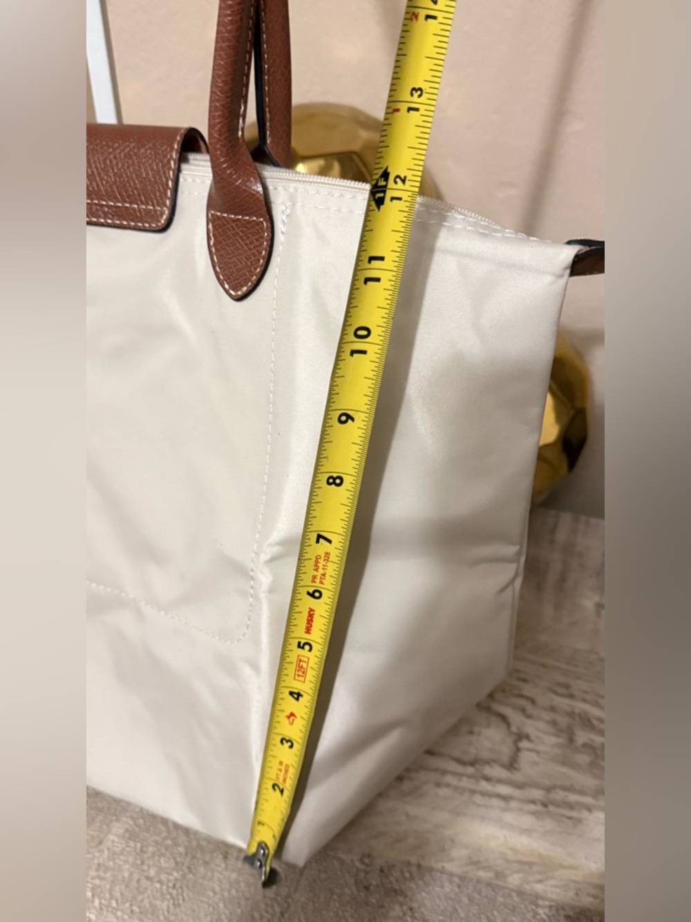 Longchamp Beige Canvas Tote with Brown Leather Trim - Picture 8 of 15